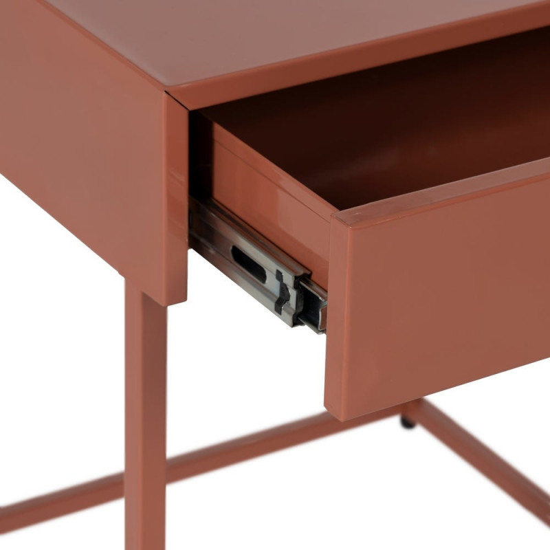 Table de chevet moderne 1 tiroir Métal Terracotta Brillant Irelia - 5