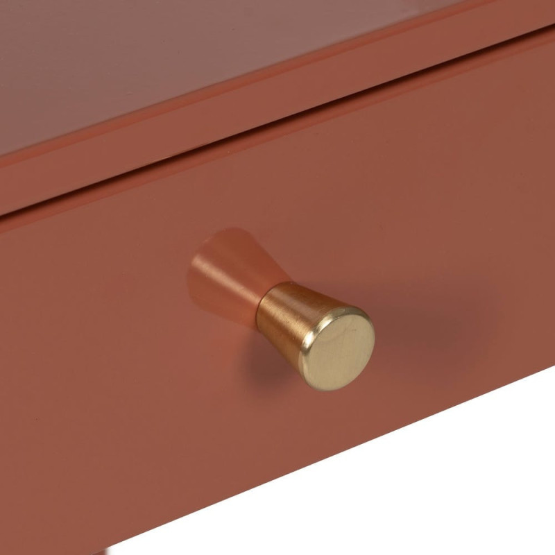 Table de chevet moderne 1 tiroir Métal Terracotta Brillant Irelia - 6