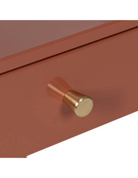 Table de chevet moderne 1 tiroir Métal Terracotta Brillant Irelia - 6