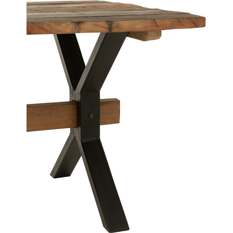 Table à manger Rectangulaire 8 personnes Hector en Bois recyclé Marron Métal Noir J-Line - 5