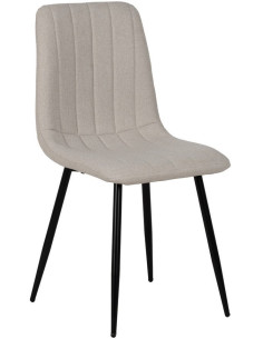 Chaise moderne haut de gamme Tissu Blanc crème Matelassé Métal Noir Juvira (Lot de 4) - 1