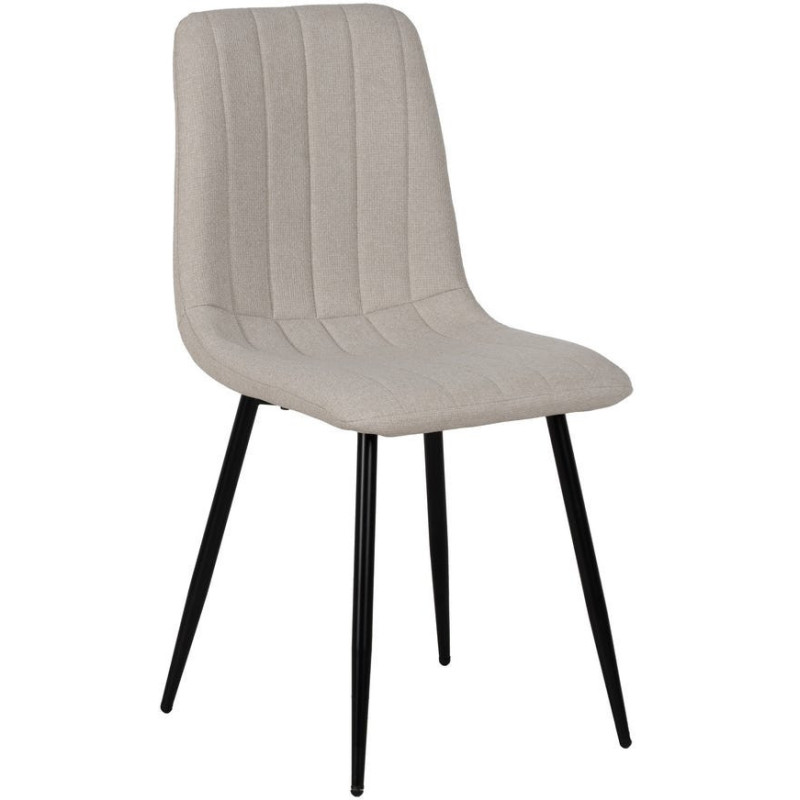 Chaise moderne haut de gamme Tissu Blanc crème Matelassé Métal Noir Juvira (Lot de 4) - 1