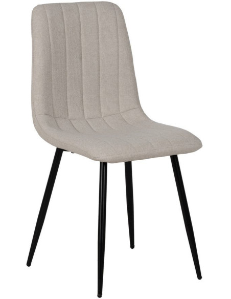 Chaise moderne haut de gamme Tissu Blanc crème Matelassé Métal Noir Juvira (Lot de 4) - 1