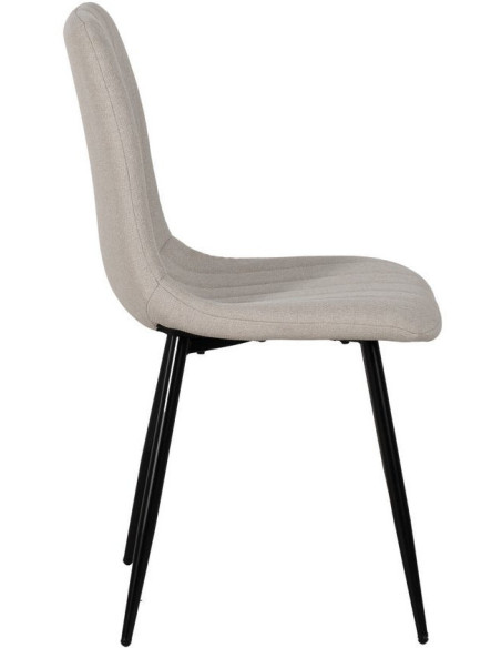 Chaise moderne haut de gamme Tissu Blanc crème Matelassé Métal Noir Juvira (Lot de 4) - 2
