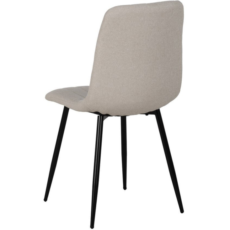 Chaise moderne haut de gamme Tissu Blanc crème Matelassé Métal Noir Juvira (Lot de 4) - 3