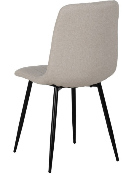 Chaise moderne haut de gamme Tissu Blanc crème Matelassé Métal Noir Juvira (Lot de 4) - 3