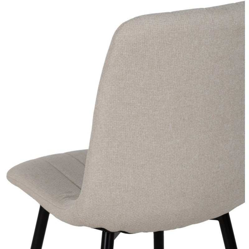 Chaise moderne haut de gamme Tissu Blanc crème Matelassé Métal Noir Juvira (Lot de 4) - 9