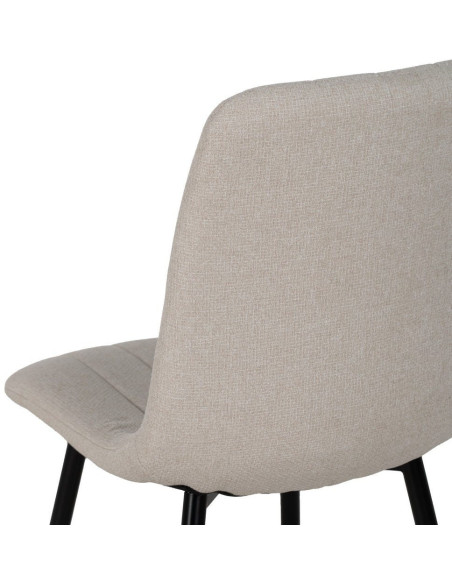 Chaise moderne haut de gamme Tissu Blanc crème Matelassé Métal Noir Juvira (Lot de 4) - 9
