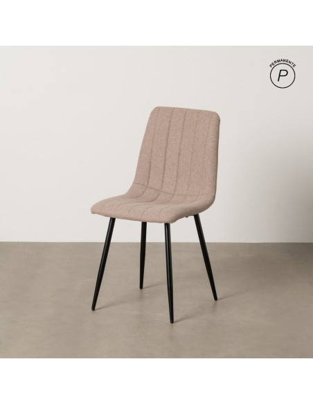 Chaise moderne haut de gamme Tissu Beige Matelassé Métal Noir Juvira (Lot de 4) - 11