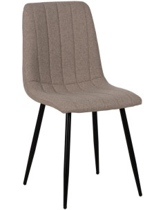 Chaise moderne haut de gamme Tissu Beige Matelassé Métal Noir Juvira (Lot de 4) - 1