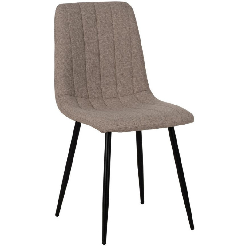 Chaise moderne haut de gamme Tissu Beige Matelassé Métal Noir Juvira (Lot de 4) - 1