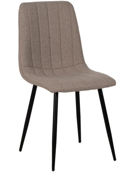 Chaise moderne haut de gamme Tissu Beige Matelassé Métal Noir Juvira (Lot de 4) - 1