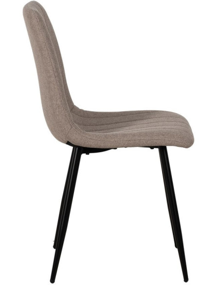 Chaise moderne haut de gamme Tissu Beige Matelassé Métal Noir Juvira (Lot de 4) - 2