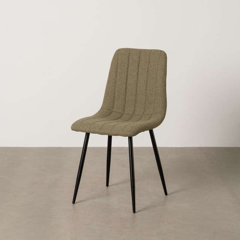 Chaise moderne haut de gamme Tissu Vert Matelassé Métal Noir Juvira (Lot de 4) - 11