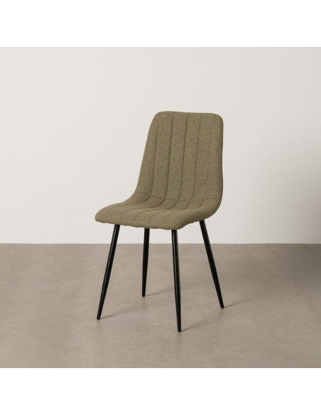 Chaise moderne haut de gamme Tissu Vert Matelassé Métal Noir Juvira (Lot de 4) - 11