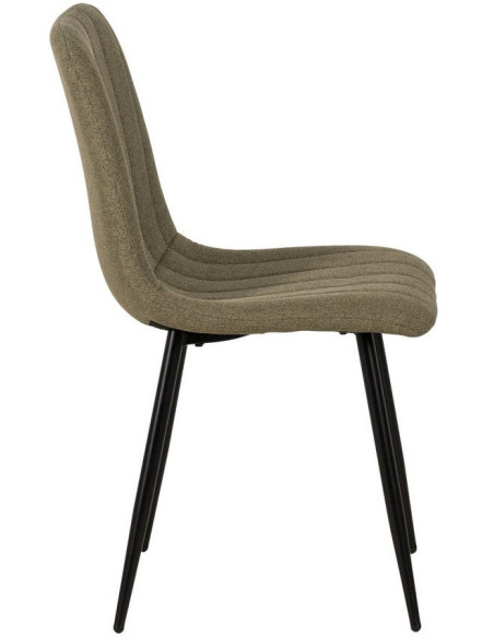 Chaise moderne haut de gamme Tissu Vert Matelassé Métal Noir Juvira (Lot de 4) - 2