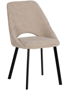 Chaise minimaliste moderne Tissu Blanc crème Métal Noir Tarina (Lot de 2) - 1