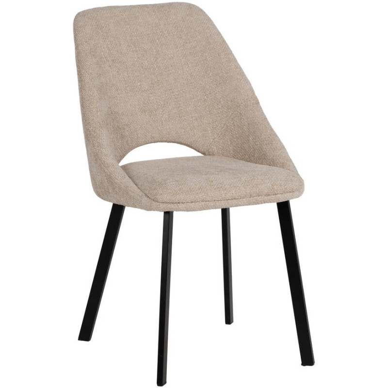 Chaise minimaliste moderne Tissu Blanc crème Métal Noir Tarina (Lot de 2) - 1