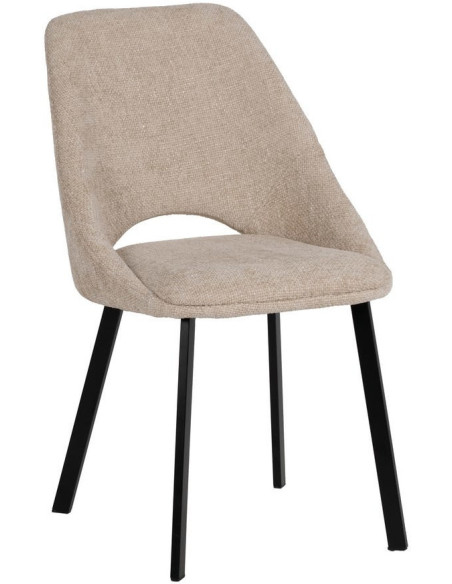 Chaise minimaliste moderne Tissu Blanc crème Métal Noir Tarina (Lot de 2) - 1