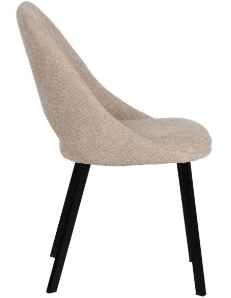 Chaise minimaliste moderne Tissu Blanc crème Métal Noir Tarina (Lot de 2) - 2