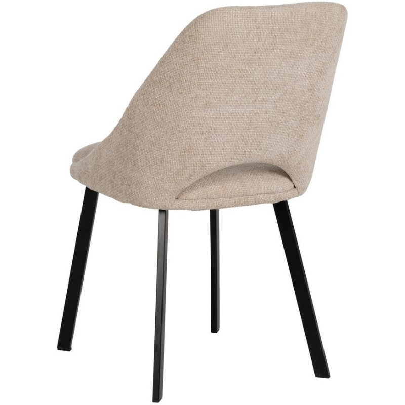 Chaise minimaliste moderne Tissu Blanc crème Métal Noir Tarina (Lot de 2) - 3