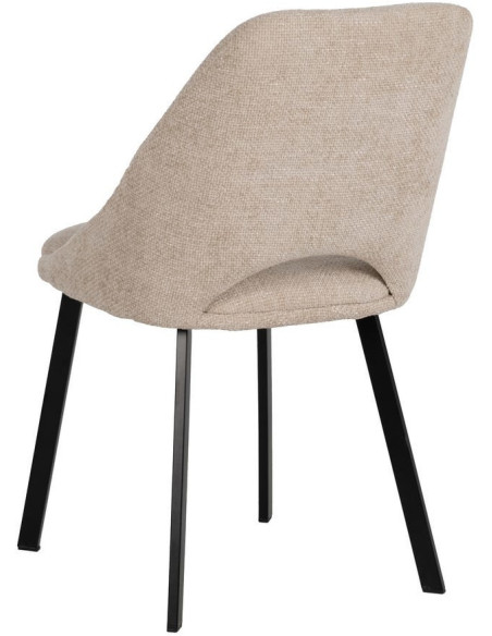 Chaise minimaliste moderne Tissu Blanc crème Métal Noir Tarina (Lot de 2) - 3