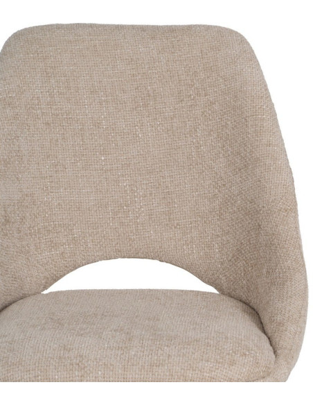 Chaise minimaliste moderne Tissu Blanc crème Métal Noir Tarina (Lot de 2) - 4