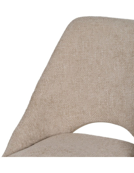 Chaise minimaliste moderne Tissu Blanc crème Métal Noir Tarina (Lot de 2) - 5