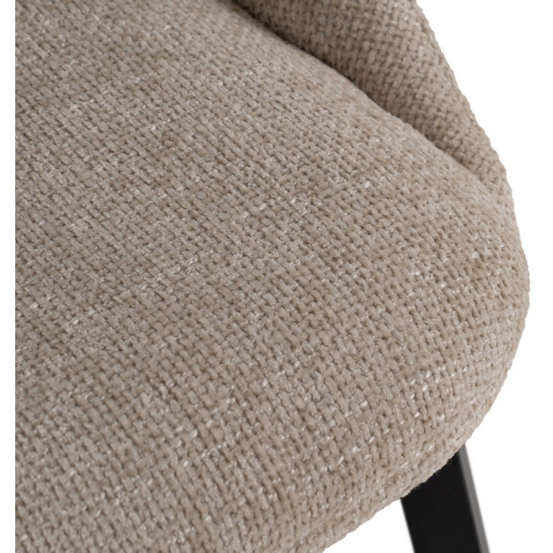 Chaise minimaliste moderne Tissu Blanc crème Métal Noir Tarina (Lot de 2) - 8