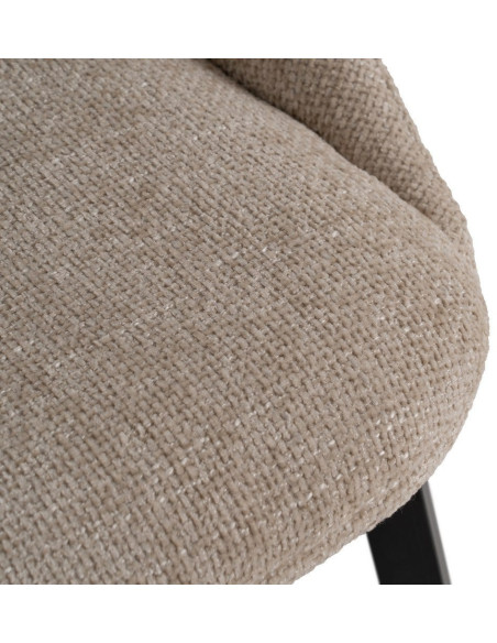Chaise minimaliste moderne Tissu Blanc crème Métal Noir Tarina (Lot de 2) - 8