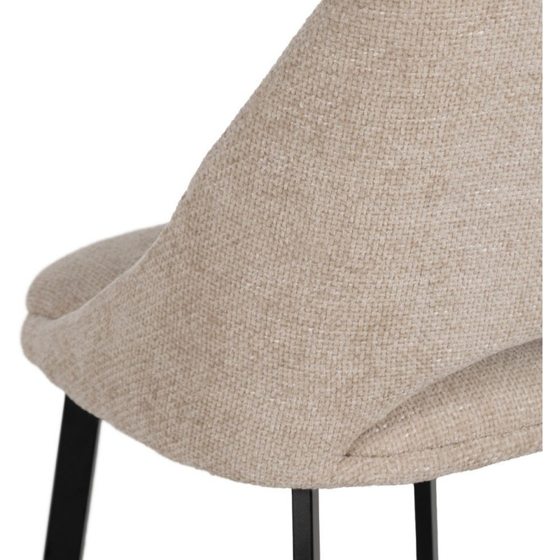 Chaise minimaliste moderne Tissu Blanc crème Métal Noir Tarina (Lot de 2) - 9