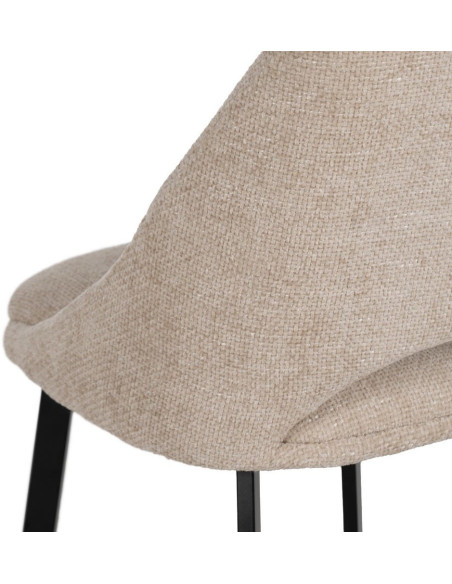 Chaise minimaliste moderne Tissu Blanc crème Métal Noir Tarina (Lot de 2) - 9