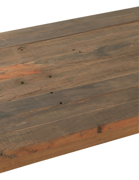 Table à manger Rectangulaire 8 personnes Hector en Bois recyclé Marron Métal Noir J-Line - 6