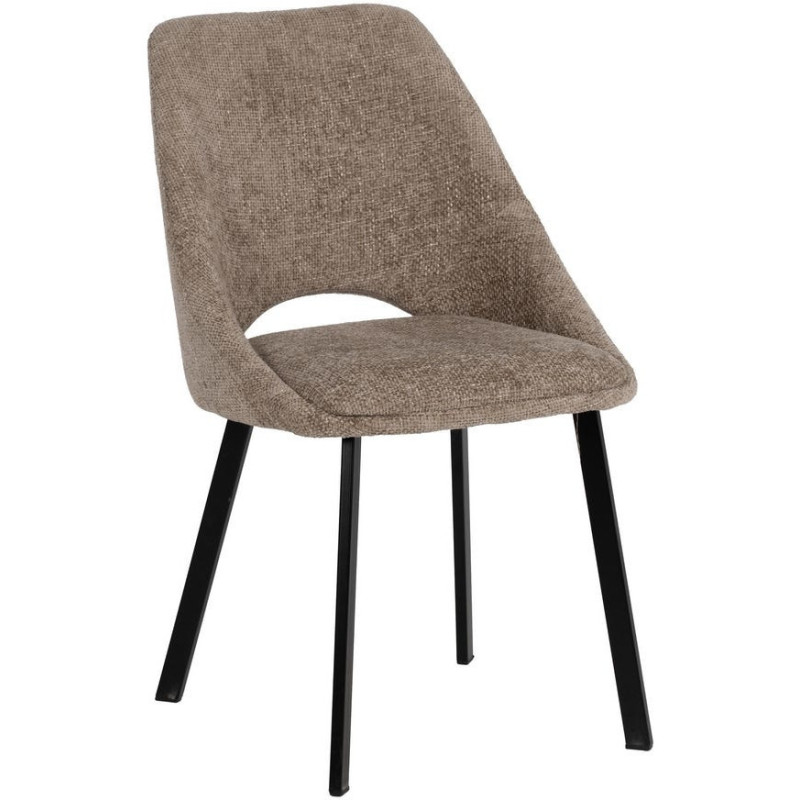 Chaise minimaliste moderne Tissu Beige Métal Noir Tarina (Lot de 2) - 1