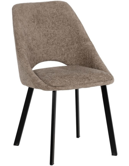 Chaise minimaliste moderne Tissu Beige Métal Noir Tarina (Lot de 2) - 1