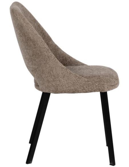 Chaise minimaliste moderne Tissu Beige Métal Noir Tarina (Lot de 2) - 2