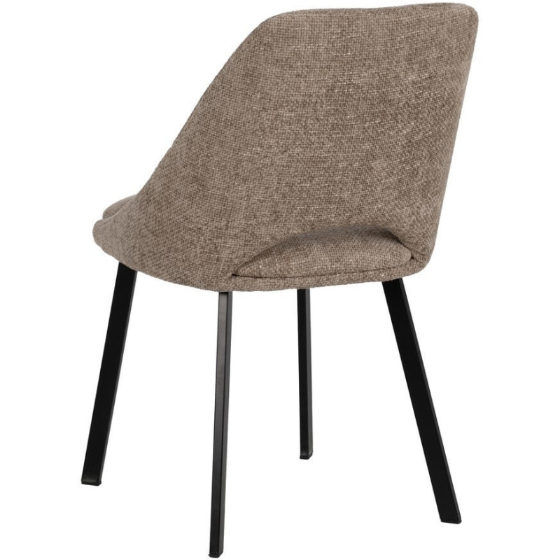 Chaise minimaliste moderne Tissu Beige Métal Noir Tarina (Lot de 2) - 3