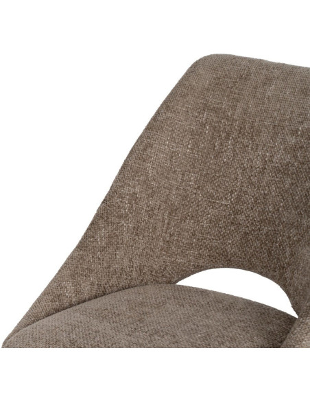 Chaise minimaliste moderne Tissu Beige Métal Noir Tarina (Lot de 2) - 5