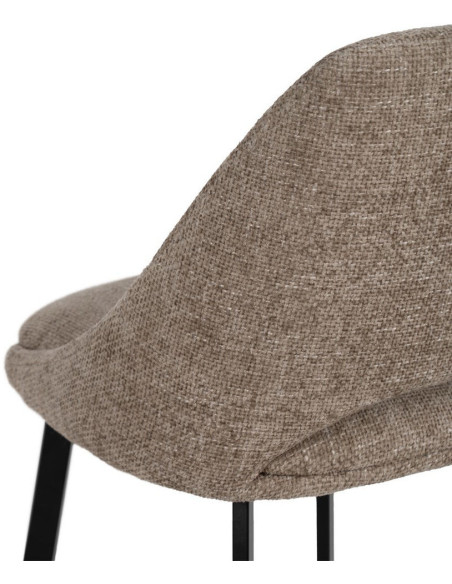 Chaise minimaliste moderne Tissu Beige Métal Noir Tarina (Lot de 2) - 9