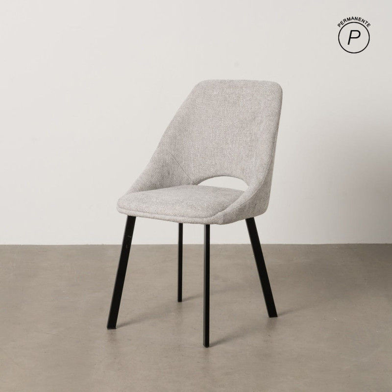 Chaise minimaliste moderne Tissu Gris Métal Noir Tarina (Lot de 2) - 11