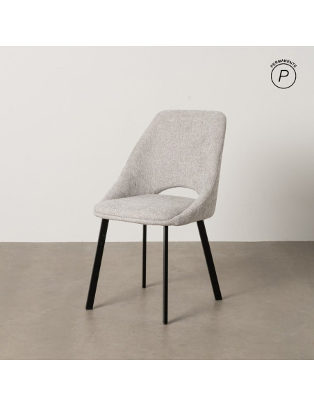 Chaise minimaliste moderne Tissu Gris Métal Noir Tarina (Lot de 2) - 11