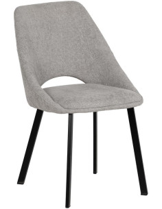 Chaise minimaliste moderne Tissu Gris Métal Noir Tarina (Lot de 2) - 1