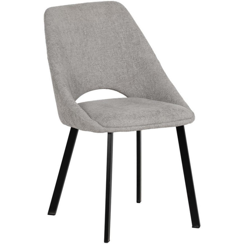 Chaise minimaliste moderne Tissu Gris Métal Noir Tarina (Lot de 2) - 1