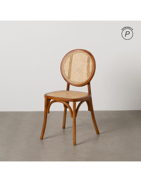 Chaise Bistrot vintage médaillon en Bois d'orme Miel Rotin Naturel Cannage Kalia - 11