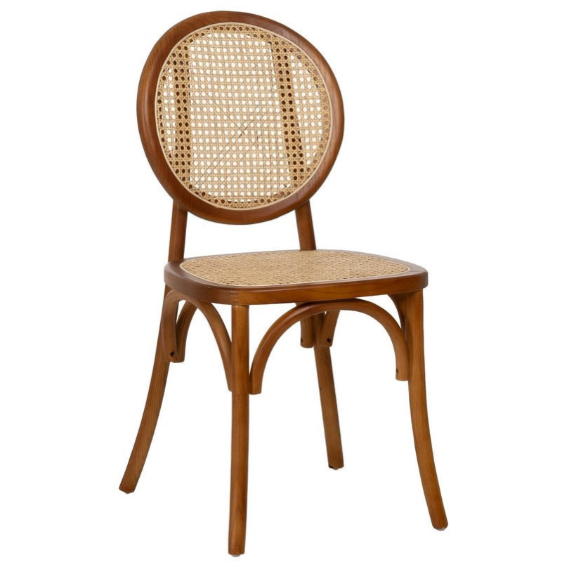 Chaise Bistrot vintage médaillon en Bois d'orme Miel Rotin Naturel Cannage Kalia - 1