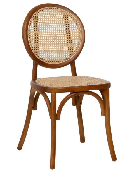 Chaise Bistrot vintage médaillon en Bois d'orme Miel Rotin Naturel Cannage Kalia - 1