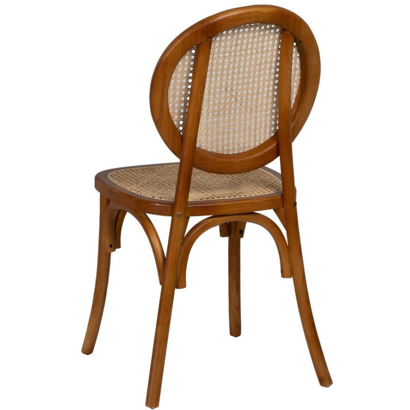 Chaise Bistrot vintage médaillon en Bois d'orme Miel Rotin Naturel Cannage Kalia - 3