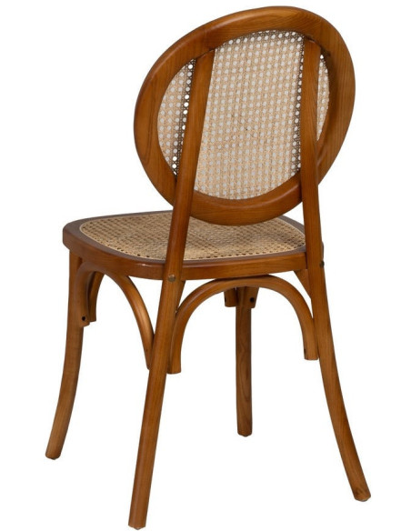 Chaise Bistrot vintage médaillon en Bois d'orme Miel Rotin Naturel Cannage Kalia - 3