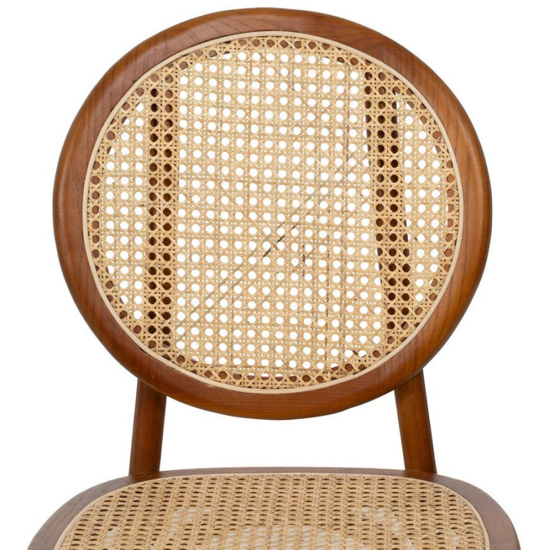 Chaise Bistrot vintage médaillon en Bois d'orme Miel Rotin Naturel Cannage Kalia - 4