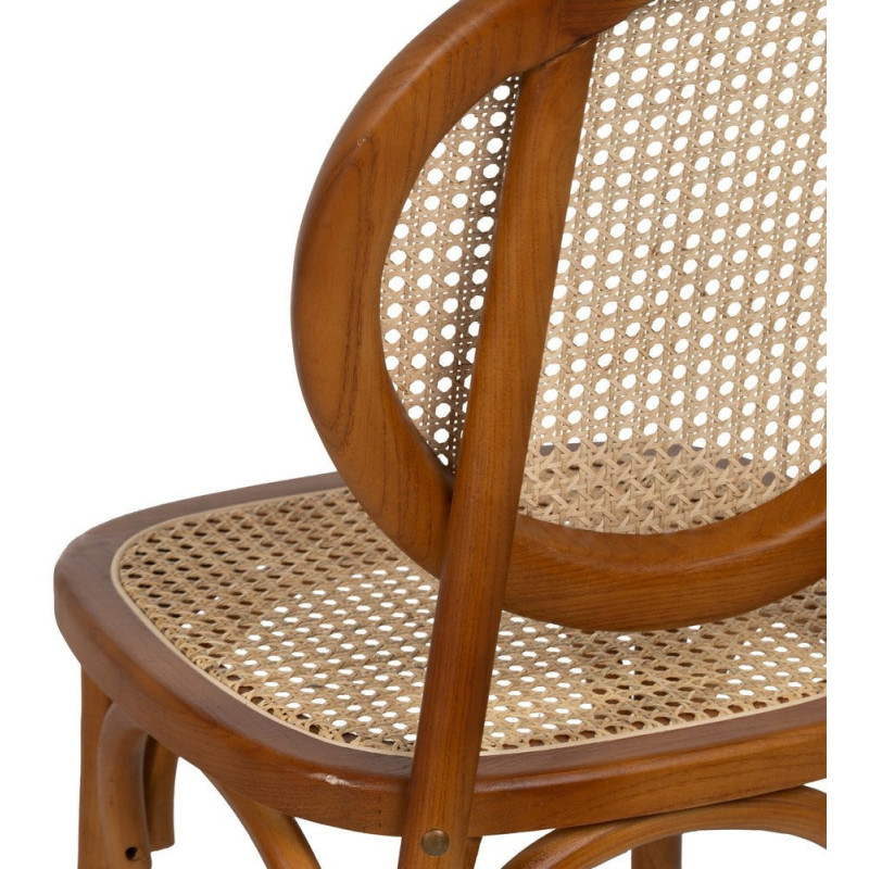 Chaise Bistrot vintage médaillon en Bois d'orme Miel Rotin Naturel Cannage Kalia - 9